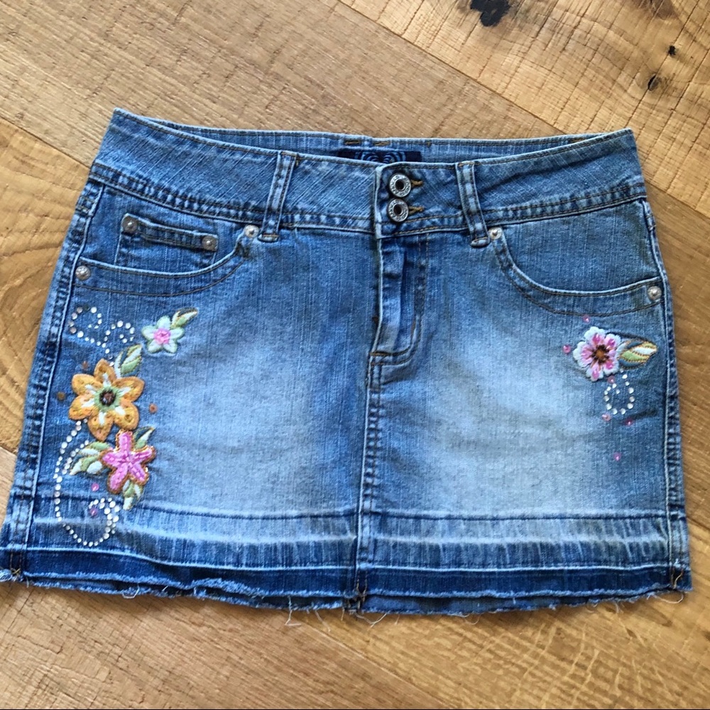 Angels denim skirt.